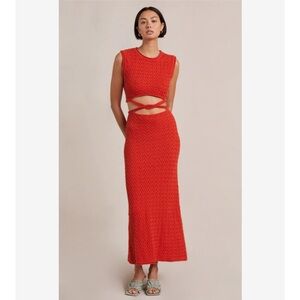 Bec & Bridge Fiery Red Cut-Out Midi Dress